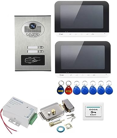 Sistema de videoportero inalámbrico WiFi de 7 Pulgadas con visión Nocturna infrarroja para Apartamentos de 2 o 3 Unidades (6603)