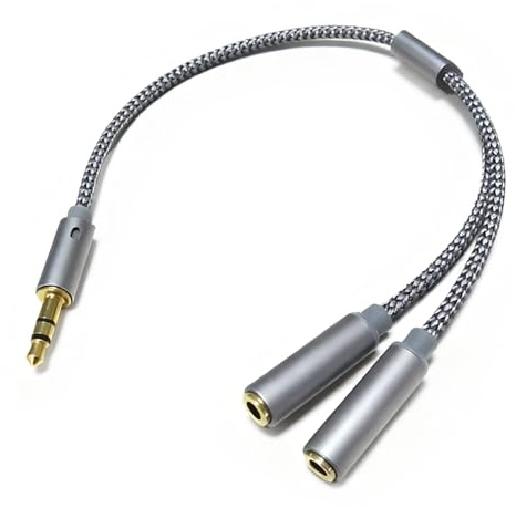 Sernvaloq Headphone Splitter 2 way, 3.5mm Headphone Jack to Dual Headphones Jack Audio Splitter for Music Sharing, Suit for iPhone, Samsung, iPad, Tablet, Laptop