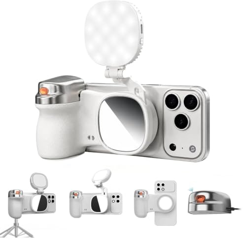 Magnetic Selfie Light & Phone Camera Grip Bundle Kit with Detachable Wireless Shutter, Compatible with iPhone Magsafe/Android,Ergonomic DSLR Style Fun Shot for Vlog Video Filming Recording