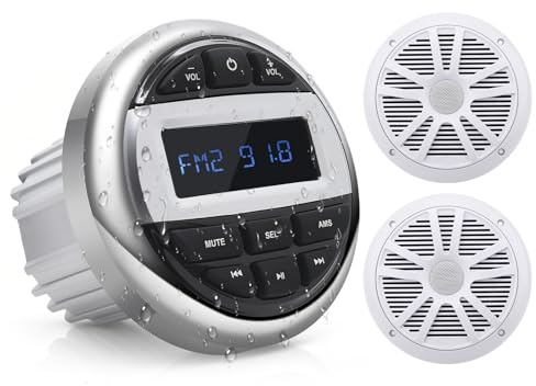 Liwogi Marine Stereo Radio Bateau Système avec 2 Haut Parleurs | MP3 Player AM/FM Radio imperméable für Boote, Yachten Marineboote, BT5.0 Verbindung