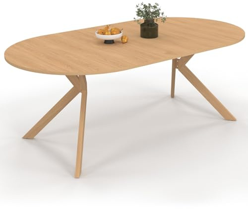 IDMarket - Esstisch, ausziehbar, rund, 110 – 200 cm, Holz, Buche-Optik