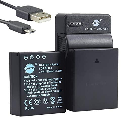DSTE BLH-1 Li-Ion Batteria (2-Pacco) e Caricabatterie USB Compatibile per Olympus EM1 Mark II