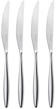 Robert Welch Hidcote Bright Cutlery Steak Knife, Set of 4. Made from Stainless Steel. Dishwasher Safe.