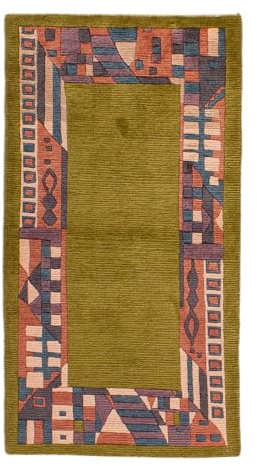 Lifetex.eu Teppich Tibeter Nepal ca. 75 x 145 cm Grün handgeknüpft Schurwolle Modern hochwertiger Teppich