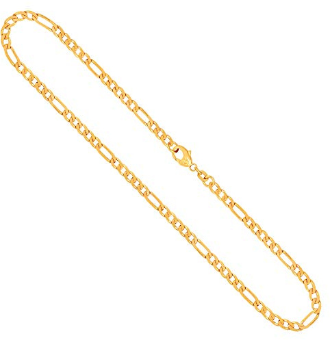 EDELIND Goldkette Herren Echtgold 3.4 mm, Figarokette diamantiert 333 aus Gelbgold, Kette Gold mit Stempel, Halskette mit Karabinerverschluss, Länge 50 cm, Gewicht ca. 10.7 g, Made in Germany
