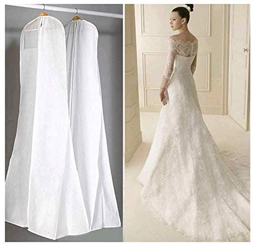 Prom-near Atmungsaktiver Kleidersack Schutzhülle für Brautkleider Abendkleider Anzüge Mäntel Anti-Staub Hochzeitskleid Kleidersack Weiß 160/170 / 180 cm