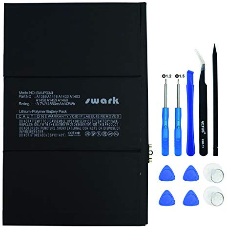 Swark A1389 Akku Kompatibel mit Apple iPad 3 3rd 4 4th A1389 A1416 A1430 A1403 A1458 A1459 A1460 616-0586 616-0593 616-0604 969TA103H 969TA110H + Tools