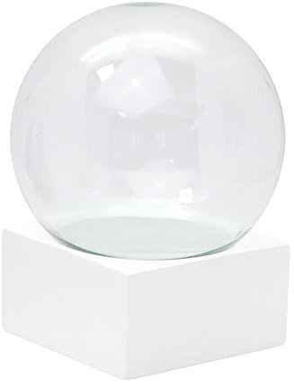 120mm-Do-it-Yourself Schneekugel Bastelset | 1 x Schnee| Glaskugel mit Sockel weiß eckig gerade Pure-Line | B: 120 mm H: 140mm | 40099