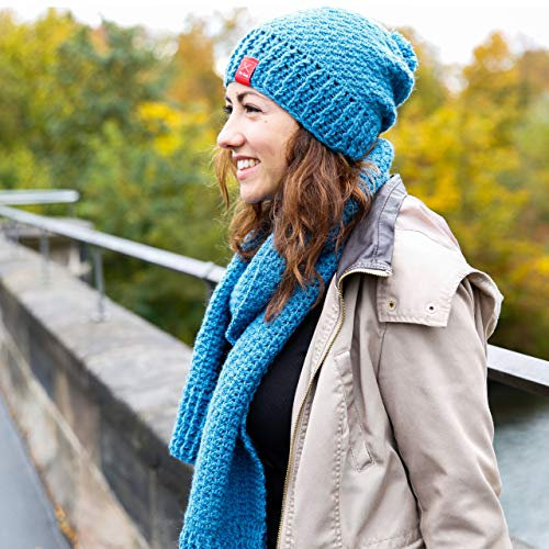 Häkelset Beanie Mütze *Set häkeln Casual Chic grau* Beanie häkeln Set - 8x Merinowolle + Labels GRATIS – Beanie häkeln Anleitung – Beanie Mütze häkeln – Schal häkeln Set - Häkelset von MyOma
