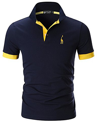 STTLZMC Mens Casual Short Sleeve Polos Tennis Golf Classic Polo Shirts (4XL, Dark Blue)