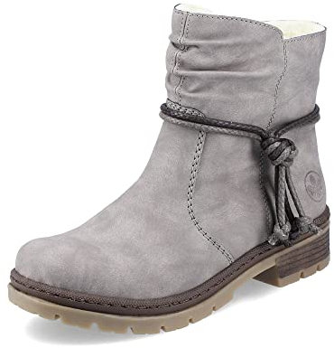 Rieker Damen Ankle Boots Y7463, Frauen Stiefeletten,uebergangsstiefel,flach,Stiefel,Bootee,Booties,halbstiefel,Kurzstiefel,grau (40),37 EU / 4 UK