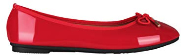 KRISP Bow Toe Patent Ballerina Pumps, Red, UK 7, 3701-RED-7