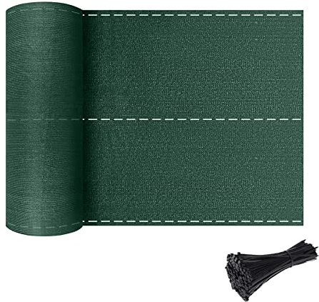 Froadp 1x50m Filets d'ombrage HDPE Clôture de Jardin Brise-Vue Tennis avec Attaches-câbles Parasol 150g/m² Solaire Protection Filet Tissu Coupe-Vent Pare-Soleil pour Balcon Terrasse (Vert)