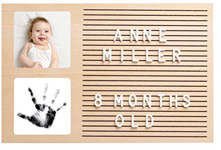 Pearhead Babyprints Letterboard Baby Handprint & Photo Frame, Wooden Customizable Letterboard for Baby, New Baby Keepsake