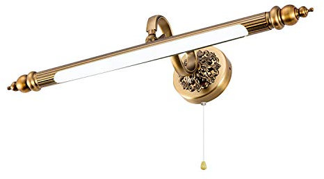 ACMHNC Spiegellampe Badezimmer Vintage, LED Spiegelleuchte Bad mit Zugschalter, IP44 Badlampe Wand, 4000K, 71cm Wandleuchte Bad 240 ° Drehbar, Gold Make Up Light für Badzimmer Schminktisch, 12W