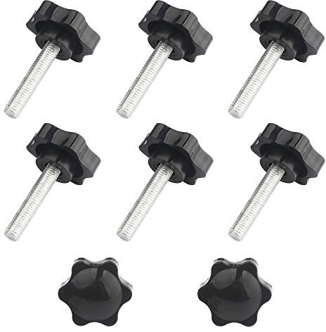 Gativs 8 Pièces Vis de serrage Vis Sur le Bouton Vis Papillon Bouton en Forme D'étoile Vis à Tête Moletée Ecrou Etoile Boulon Etoile Prune Poignée Vis en Plastique M8 x 40 mm