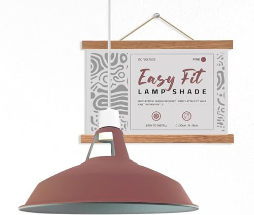 DC VOLTAGE Moderne Retro-Lampenschirme aus Metall, Deckenlampenschirme, einfach zu montierende Lampenschirme, für Vintage-Industrie-Pendelleuchten, Schlafzimmer, Küche, antiker Lampenschirm (Rosa)