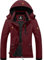 GEMYSE Homme Veste de Ski Imperméable de Montagne Manteau d'hiver Extérieur en Polaire Coupe-Vent avec Capuche(Vin Rouge,L)