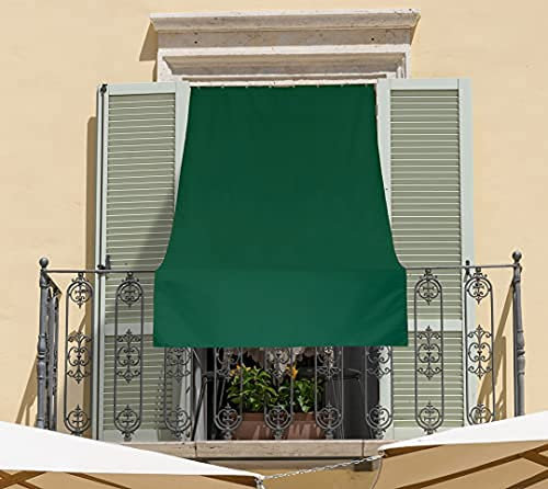 tenda da sole tinta unita con ganci e anelli - telo parasole a caduta per balcone - vari colori (verde, 200x300)