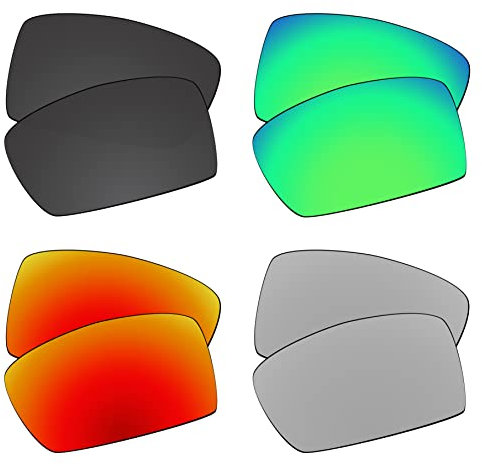 EZReplace Ersatzgläser für Oakley Gascan OO9014 Sonnenbrillen (polarisierte Gläser) - Passend für Oakley Gascan Rahmen (Kohlenschwarz+Frühlingsgrün+Feuerrot+Metall Silber)