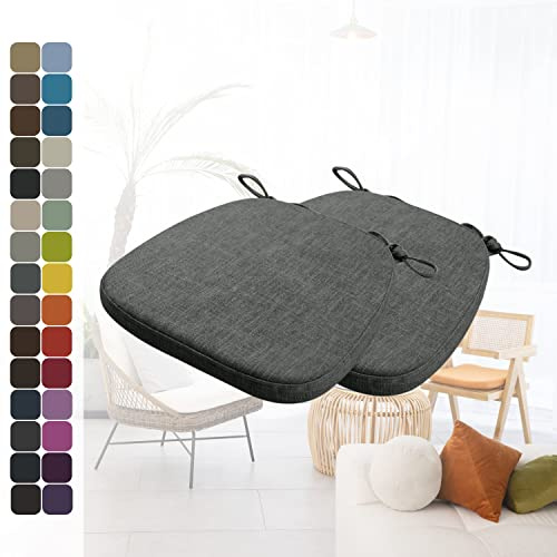 Kimgull 2er Set Stuhlkissen mit Bändern Bequeme Waschbare Rutschfestes Sitzkissen Ideal für zu Hause und Gartendekoration, viele Farben und Größen zur Auswahl (40x38x5CM Dunkelgrau)