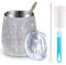 Bling Water Bottle Bling Wine Tumbler Diamant Tumbler Strass für Glitzer Weinglas Tumbler Mädchen Trip Cups, Strohhalm, Strohbürste und Tassenbürste für Wein, Kaffee, Champaign (AB-Farbe, 1 Set)