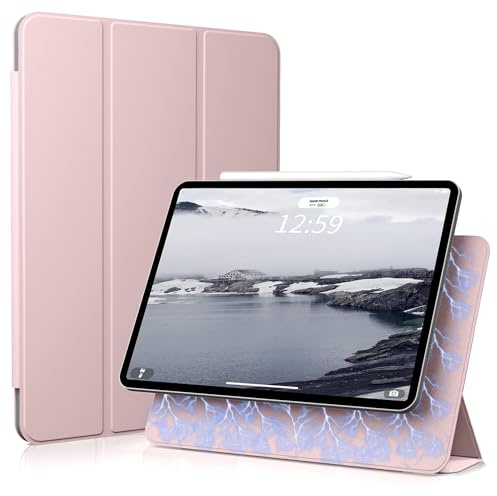 ZOYU Magnetische Hülle für iPad Pro 11 4./ 3./ 2. Generation 2022/2021/2020, Leistungsstarke Magnetbefestigung, Auto Ruhen/Wecken, Schlanke dreifach Faltbare Standabdeckung, Rosa