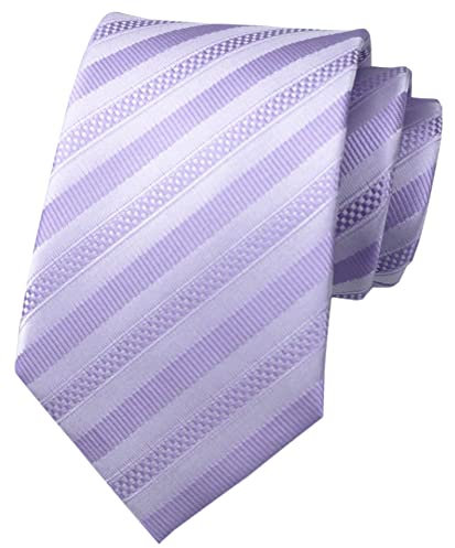 Rosiika Cravates à carreaux à rayures pour homme - Motif business formel - Pour fête de mariage, Violet lavande, taille unique