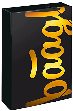 Baagl Heftbox für Schulranzen - Heftmappe A4 für Kinder mit Gummiband und Innenklappen - Sammelmappe, Sammelbox mit Gummizug für Jungen (Gold)