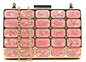MODELISA - Bolso Clutch Fiesta Cartera De Mano Asa De Hombro Cadena Novia Boda Noche Mujer (Rosa)
