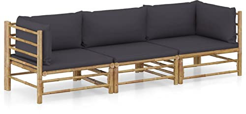 Yolola Gartensofa 3-Sitzer Rattan Sofa Balkonmöbel Lounge Sofa Outdoor Balkonsofa Balkon Couch Garten Gartenbank Sitzbank Gartenmöbel Set Loungemöbel Terrasse, Schwarz