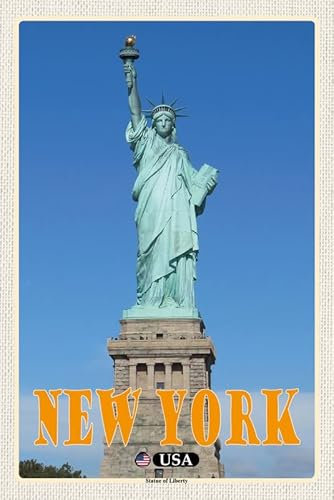 mrdeco Metall Schild 20x30cm gewölbt New York Statue of Liberty Freiheitsstatue Deko Blechschild Tin Sign