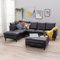 Panana 2 Seater Sofas for Living Room, Small Couch, Leathaire Fabric Love Seat with Storage Pocket Armrest, (Black Leathaire, 6 Seater Corner with Chaise - Track Arm)