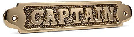NKlaus 11758 Plaque de porte avec inscription « Captain » en laiton 16 x 3,7 cm Décoration nautique