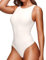 CRZ YOGA Butterluxe Damen Ärmellos Bodysuit Figurenformend Racerback Hoher Hals Shapewear One Piece Body Shaper Weiße Aprikose 38
