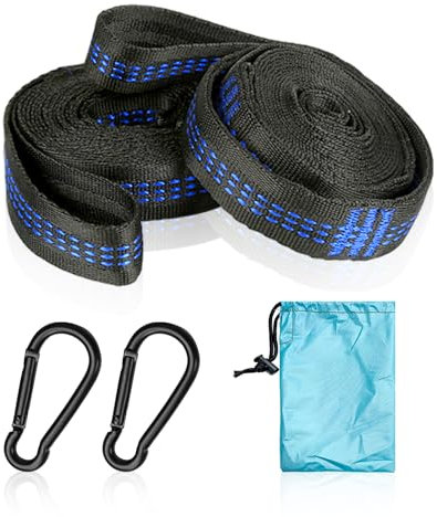 2 Stück Hängematten-Aufhängegurte, 2 Stück Karabiner, Outdoor-Hängezubehör, Seilbefestigungen, Schaukelset-Zubehör, 400 Kg Tragkraft, Geeignet Für Camping (Blau)