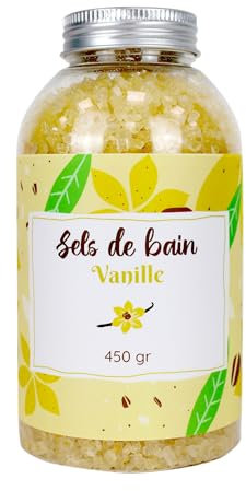 Sels de Bain Vanille 450g - Relaxation Détente, Spa à la Maison, Soin Corps - Sels de Bain Relaxant Muscle Naturel, Bien Etre - Pour Adulte et Enfant - French Tendance