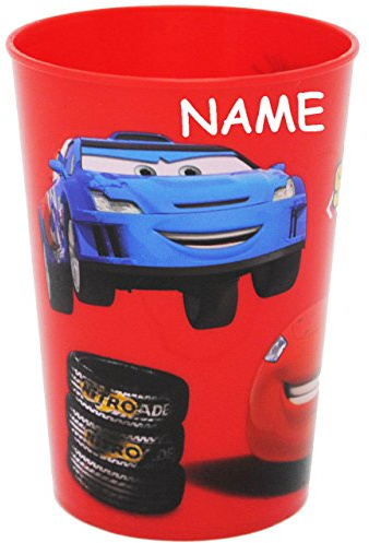 alles-meine.de GmbH 1 Stück 3 in 1 - Trinkbecher/Zahnputzbecher/Malbecher - Becher - Cars - Lightning McQueen - ROT - incl. Name - 280 ml - Trinkglas aus Kunststoff Pla..