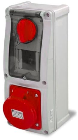 Presa interbloccata verticale con sezionatore interruttore, con fondo, con barra DIN, 380V, 5 poli 3P+N+T, 32A, IP54 - Rosi 16.3434R6D