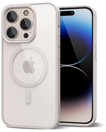 oakxco Custodia Magnetica Trasparente per iPhone 14 Pro, Compatibile con Ricarica Wireless Magsafe, Ultra-Sottile non Ingiallimento Anti-impronte Custodia Protettiva Traslucida, Grigio Titanio