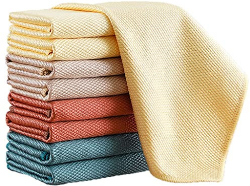 ShaaRi Multi-Purpose Fish Scale Cleaning cloth, 10-Pack Microfiber Fish Scale Cleaning Cloths,For Kitchen/bathroom/office,Super Absorbent And Easy To Clean (Color:10pcs,Size:30x30cm)