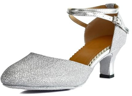 TRIWORIAE-Damen Latein Tanzschuhe Glitzer Salsa Bachata Schuhe, Hochzeit Tanzende Schuhe Silber 40 EU
