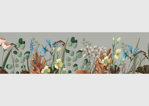 AG Design Selbstklebende Bordüre Blumen, AWB 8406 | Wasserfest Dekoration für Wände, Möbel, Tapeten, Wandverkleidungen und Türen, Folie, Mehrfarbig | Breite 500 cm x Höhe 13.8 cm
