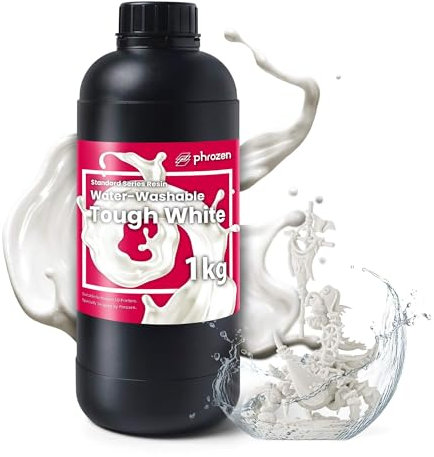 Phrozen Water-Washable Tough 3D Drucker Resin | Wasser Waschbar mit 2x Zähigkeit | 405nm Photopolymer UV-Harz für LCD Printer | hohere Haltbarkeit, Nicht Spröde - Weiß (1kg)