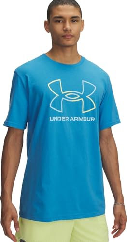Under Armour Herren UA Foundation Kurzarm-Oberteil, Ether Blue/Sonic Yellow/Stream, S