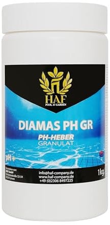 HAF® pH Heber/pH+ / pH Plus Granulat 1 kg - Für eine schnelle & zuverlässige Anhebung und Regulierung des pH-Werts in Pool, Schwimmbad & Whirlpool - Qualität: Made in Europe - Menge: 1 x 1 kg