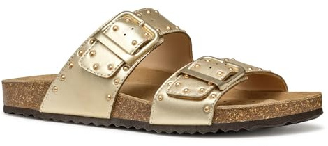 Geox Women's D BRIONIA R I Flat Sandal, Lt Gold, 7 UK