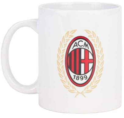 AC Milan Tasse en Céramique, Produit Officiel, Mug Idéal Pour Café, Thé, Color Blanc/Or, 0,3L