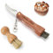 GVDV Couteau à Champignons Gravé Meilleur Papa avec une Brosse, Couteau Mycologique Pliant, avec Brosse à Champignons en Bois, Poils de Sanglier