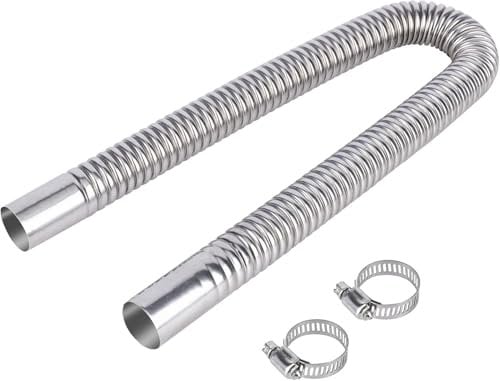Ykgutilu Parking Heater Stainless Steel Exhaust Pipe Accessories Spiral Exhaust Hose Diesel Auxiliary Heater Muffler Lengthened and Thickened Exhaust Pipe (150 CM)